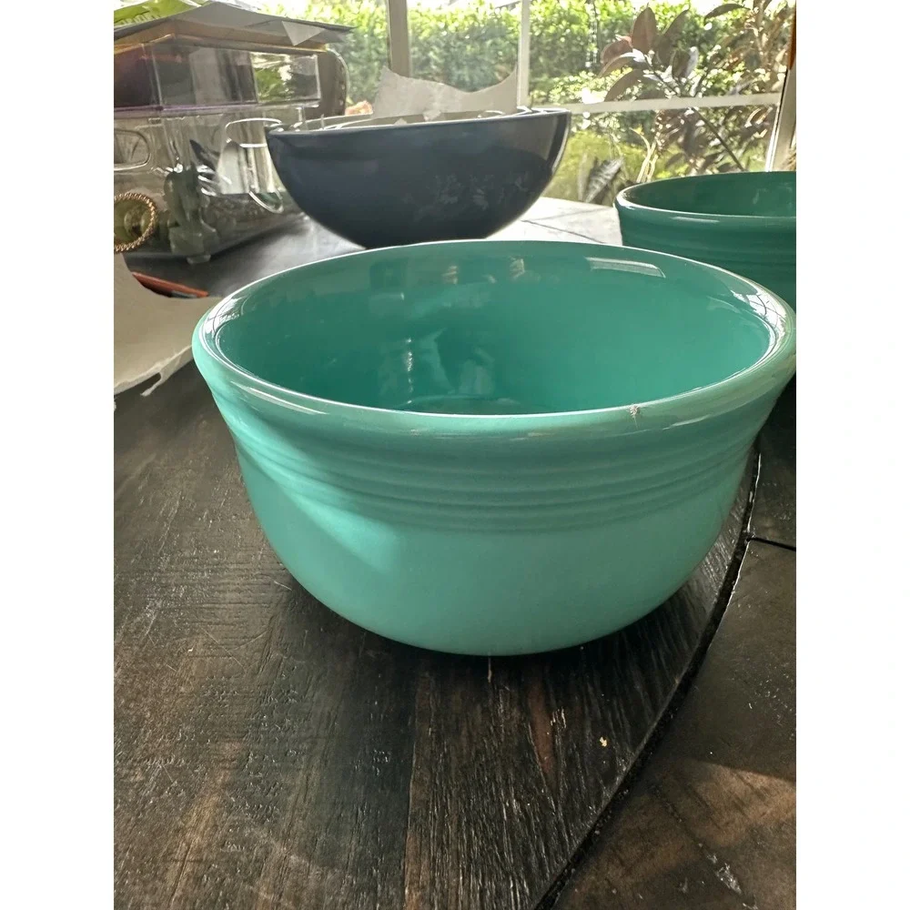 Fiesta Turquoise Cereal Bowls Set of 2 Homer Laughlin Turquoise Blue Glaze EUC